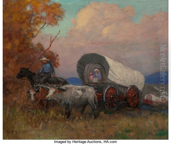 The Covered Wagon Sketch Oil Painting by Nicholas Richard Brewer