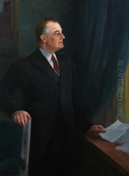 Portrait Of President Franklin Delanor Roosevelt Oil Painting by Nicholas Richard Brewer