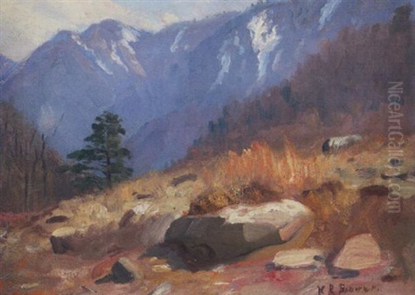 Rocks And Mountains Oil Painting by Nicholas Richard Brewer