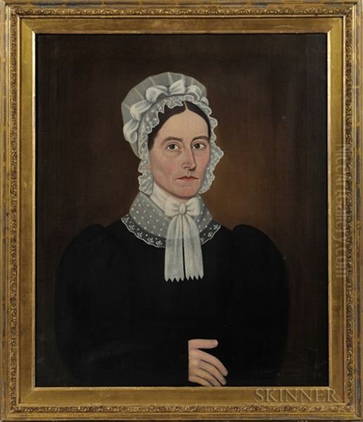 Portrait Of A Woman In A Black Gown Oil Painting by John Brewster Jr.