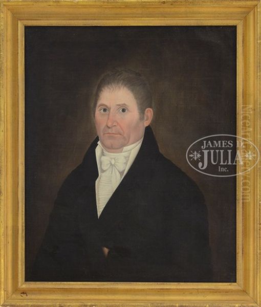 Half Length Portrait Of A Gentleman Oil Painting by John Brewster Jr.