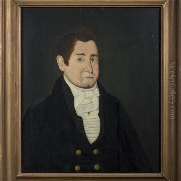 Portrait Of Captain Waters Of Salem, Massachusetts Oil Painting by John Brewster Jr.