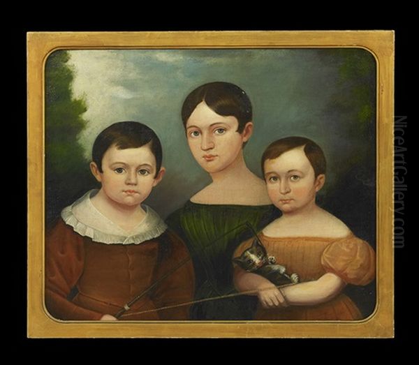 Portrait Of The Price Children Of Philadelphia Oil Painting by John Brewster Jr.