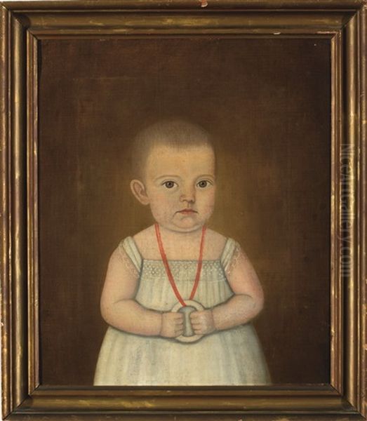 Portrait Of Sarah Little Bryant Of Castine, Maine, As A Young Child Oil Painting by John Brewster Jr.