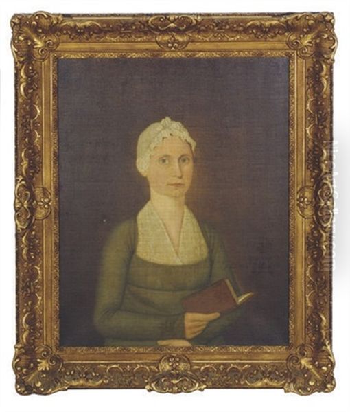 Portrait Of A Woman Holding A Book Oil Painting by John Brewster Jr.