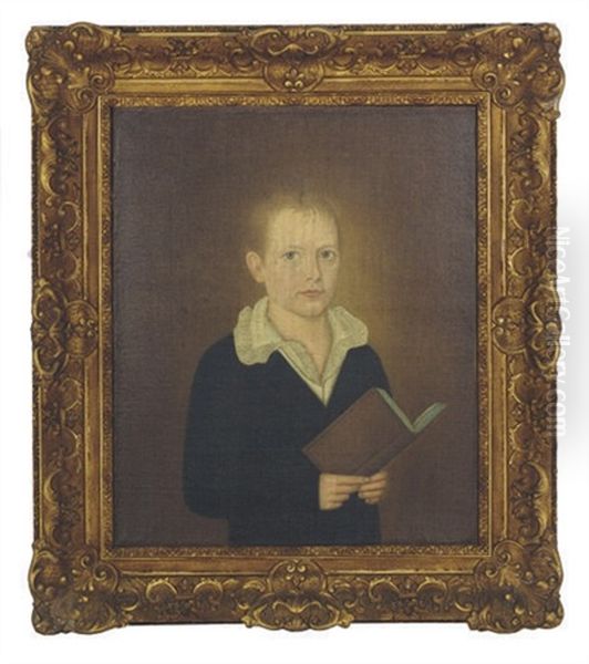 Portrait Of A Boy Holding A Book by John Brewster Jr.