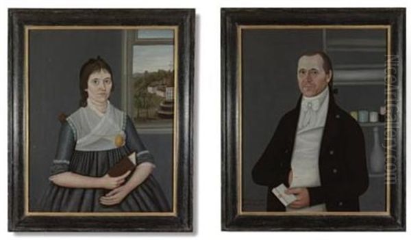 Portrait Of Major Daniel Coffin (+ Elizabeth Stone Coffin Of Newbury, Massachusett; Pair) Oil Painting by John Brewster Jr.