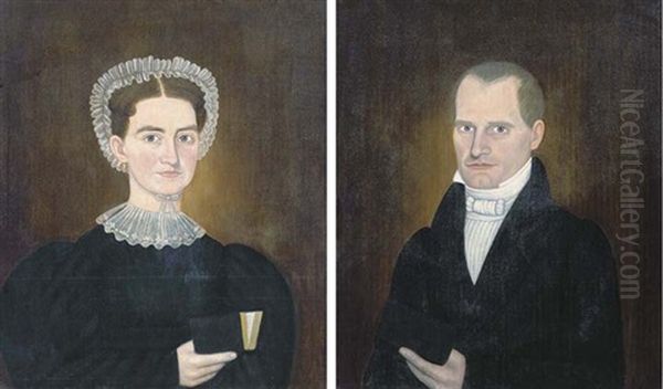 Potraits Of Lucinda And Matthew Robbin (pair) Oil Painting by John Brewster Jr.