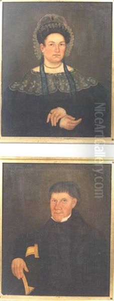 Portrait Of John Came (+ Portrait Of  Annis Came; Pair) Oil Painting by John Brewster Jr.