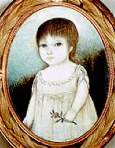 Portrait Of A Girl In A White Dress Oil Painting by John Brewster Jr.