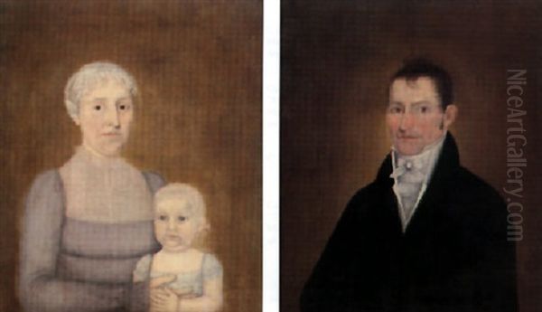 Mrs. Caleb Hall With Son John Oil Painting by John Brewster Jr.