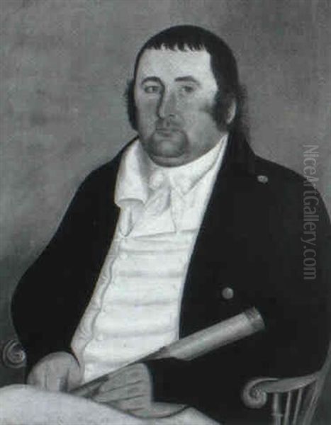 Portrait Of Captain Lewis Oil Painting by John Brewster Jr.