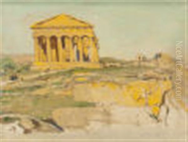 Greek Temple, Girgenti, Sicily Oil Painting by Anna Richards Brewster