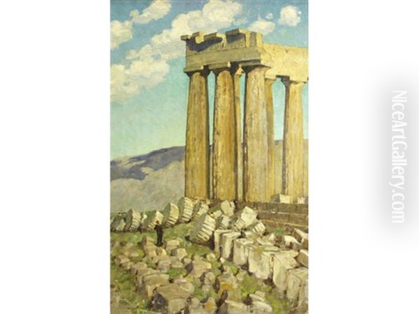 Ruins Of The Parthenon, Athens Oil Painting by Anna Richards Brewster