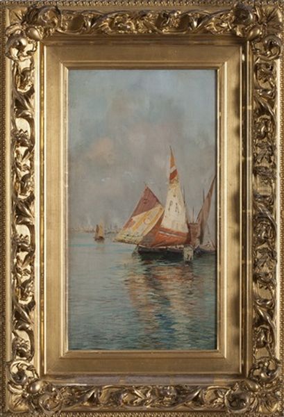 Sailboats Moored At Venice Oil Painting by Anna Richards Brewster