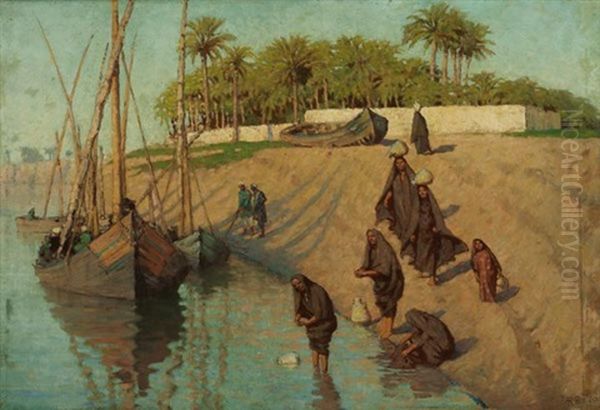 Along The Banks Of The Nile Oil Painting by Anna Richards Brewster