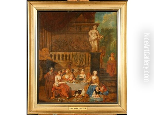 A Classical Scene Of Figures Dining Oil Painting by Frans Breydel