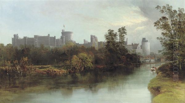 Windsor Castle From The Thames Oil Painting by J.R. Allan