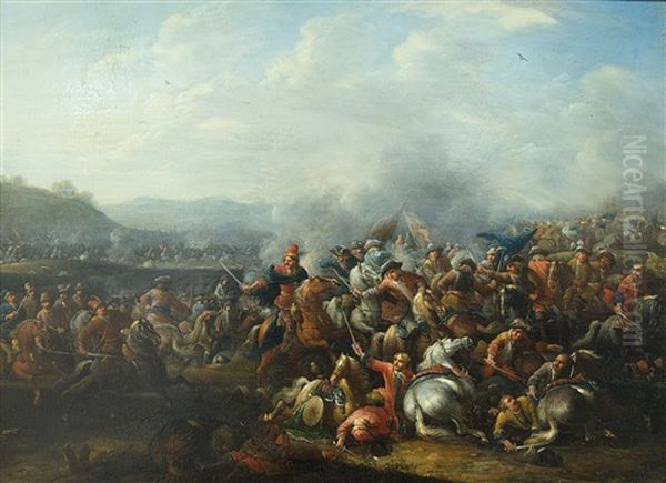 La Charge De La Cavalerie Oil Painting by Karel Breydel