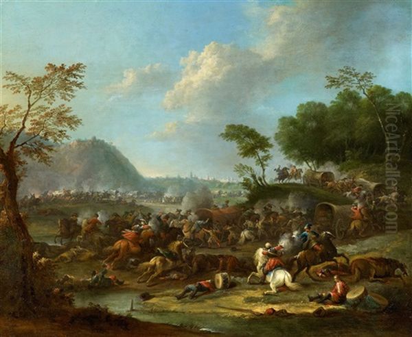 Cavalry Battle Oil Painting by Karel Breydel