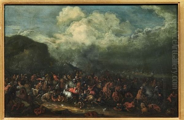 Choc De Cavalerie Oil Painting by Karel Breydel