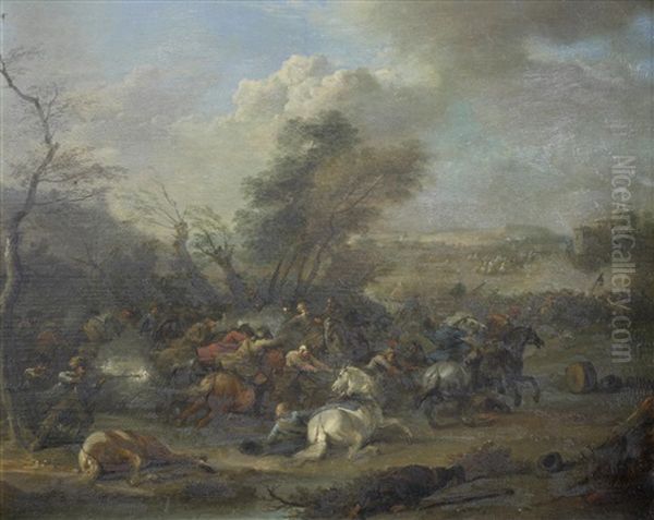 Two Cavalry Skirmishes (pair) by Karel Breydel