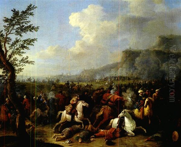 Reiterschlacht Zwichen Kaiserlichen Und Turkischen Truppen Oil Painting by Karel Breydel