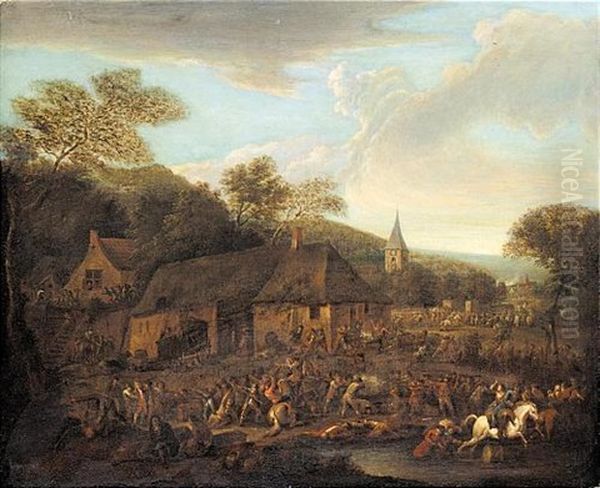 The Sack Of A Village Oil Painting by Karel Breydel