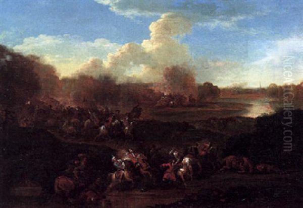 A Cavalry Engagement Between Turks And Christians by Karel Breydel