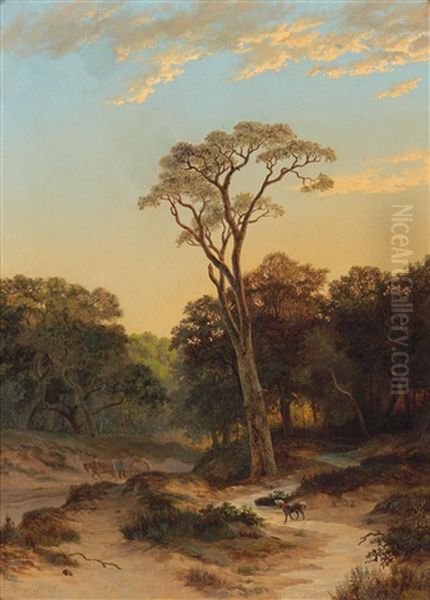 Waldlandschaft Mit Figurlicher Staffage Oil Painting by Jan Hendrik Breyer