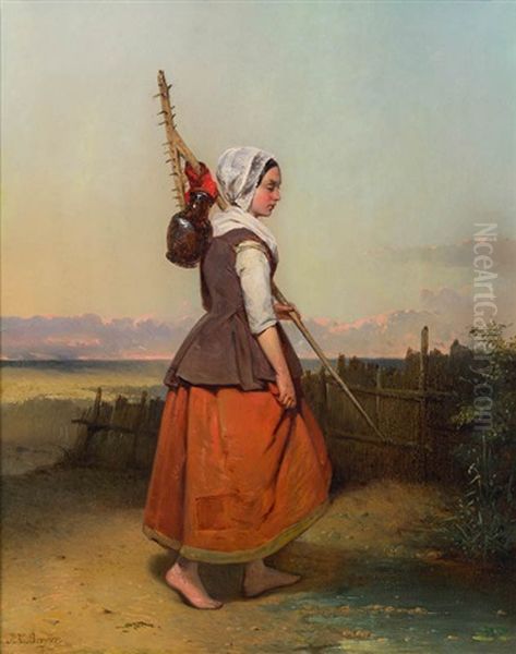 Heimkehr Von Der Feldarbeit Oil Painting by Jan Hendrik Breyer