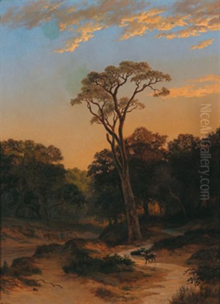 Waldlandschaft Mit Figurlicher Staffage Oil Painting by Jan Hendrik Breyer