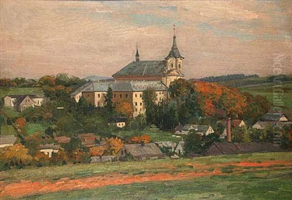 The Pauline Monastery In Nova Paka Oil Painting by Vaclav Brezina