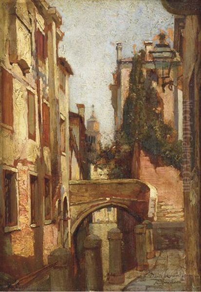 Un Canal Dans Une Ville Oil Painting by Paul Charles Jean Briaudeau