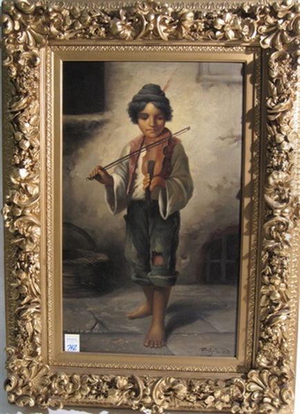 The Young Violinist Oil Painting by Francois Xavier Bricard