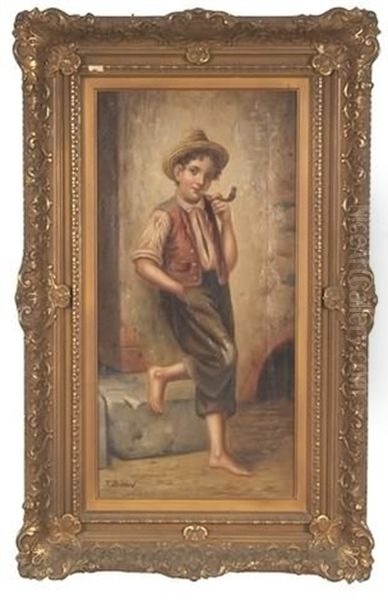 The Child Smoker Oil Painting by Francois Xavier Bricard