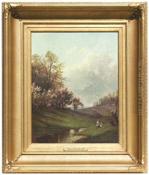 En Plein-air (maler In Einem Hohlweg Vor Seiner Staffelei) Oil Painting by Alfred Thompson Bricher