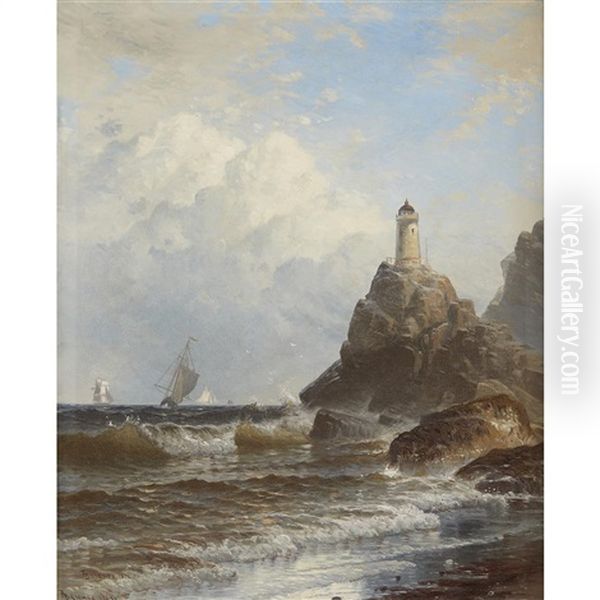 Coast Scene With Lighthouse Oil Painting by Alfred Thompson Bricher