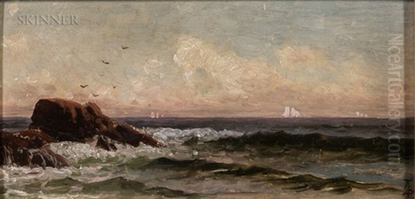 Rocky Shore With Distant Sailboats Oil Painting by Alfred Thompson Bricher