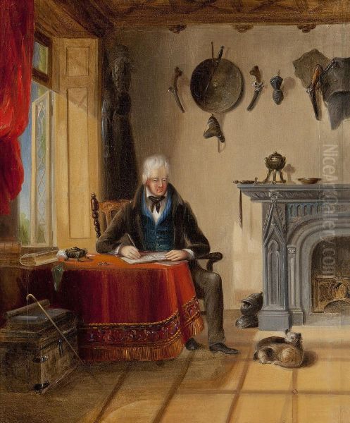 Sir Walter Scott At Abbotsford Oil Painting by Sir William Allan