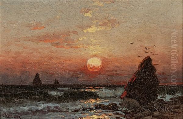 Sunrise At Montauk Oil Painting by Alfred Thompson Bricher