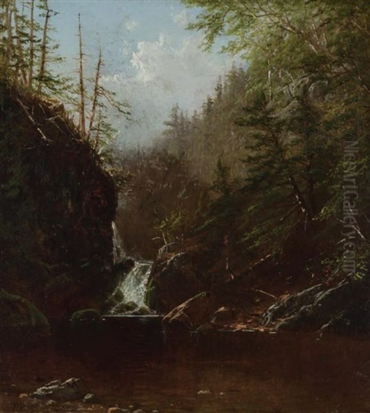 Waterfall In The Forest Oil Painting by Alfred Thompson Bricher