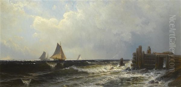 Old Pier At Naragansett Oil Painting by Alfred Thompson Bricher