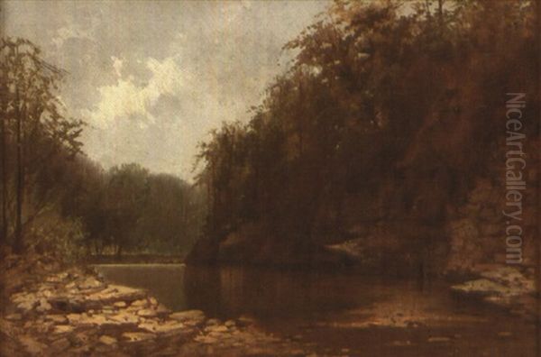 Landscape With River Oil Painting by Alfred Thompson Bricher