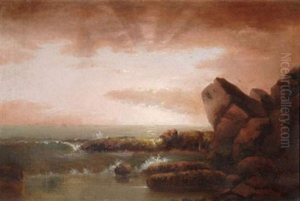 Soleil Couchant Sur Le Rivage Oil Painting by Alfred Thompson Bricher