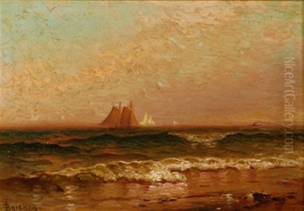 Coastal View With Ships In The Distance Oil Painting by Alfred Thompson Bricher