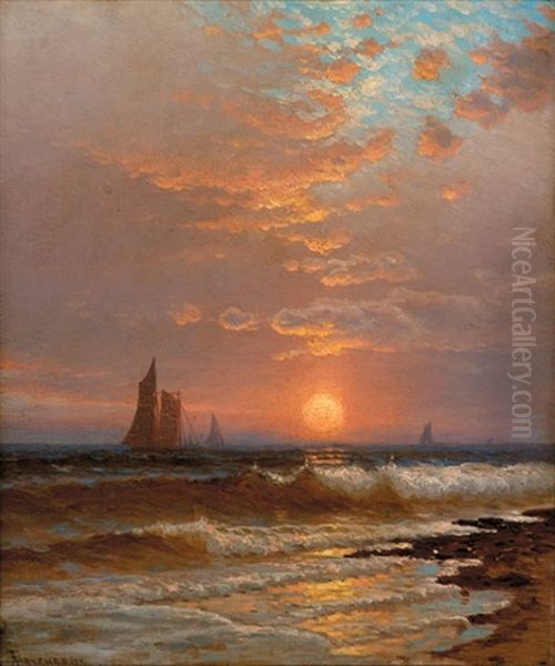 Sailboats At Sunset Oil Painting by Alfred Thompson Bricher