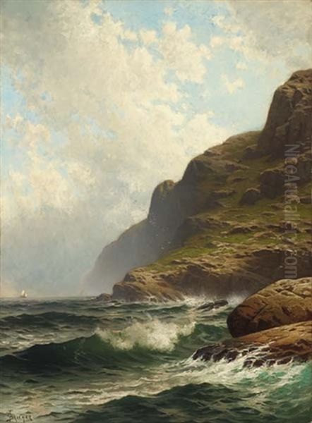 Along A Rocky Coast, Grand Manan Oil Painting by Alfred Thompson Bricher