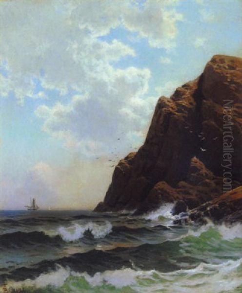 Ships Off A Rocky Coast Oil Painting by Alfred Thompson Bricher