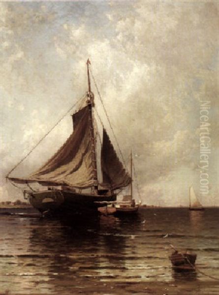 Harbor Scene Oil Painting by Alfred Thompson Bricher